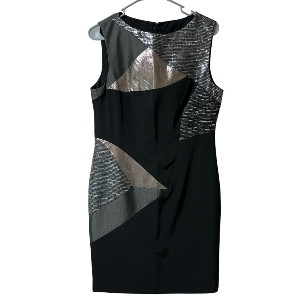 Nicole Miller Black Metallic Patchwork Tweed Leat… - image 3